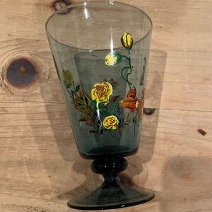 NWT Anthropologie Nathalie Lete Marais Goblet floral nature bird pedestal glass